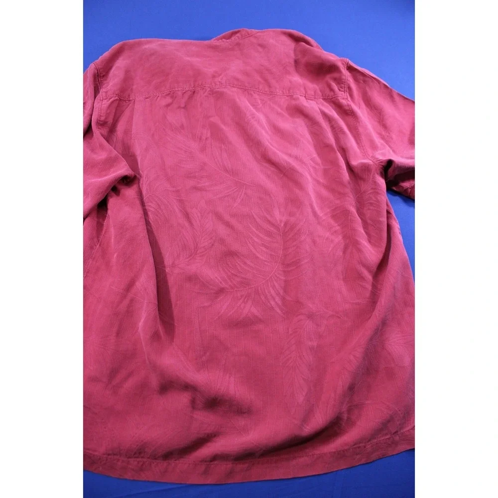 Tommy Bahama Button Up Shirt‎ Original Fit Red 100% Silk Size MediumTrees
